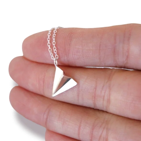 Sterling Silver 925 Dainty Paper Airplane Harry Styles Origami Charm Necklace - Picture 1 of 3